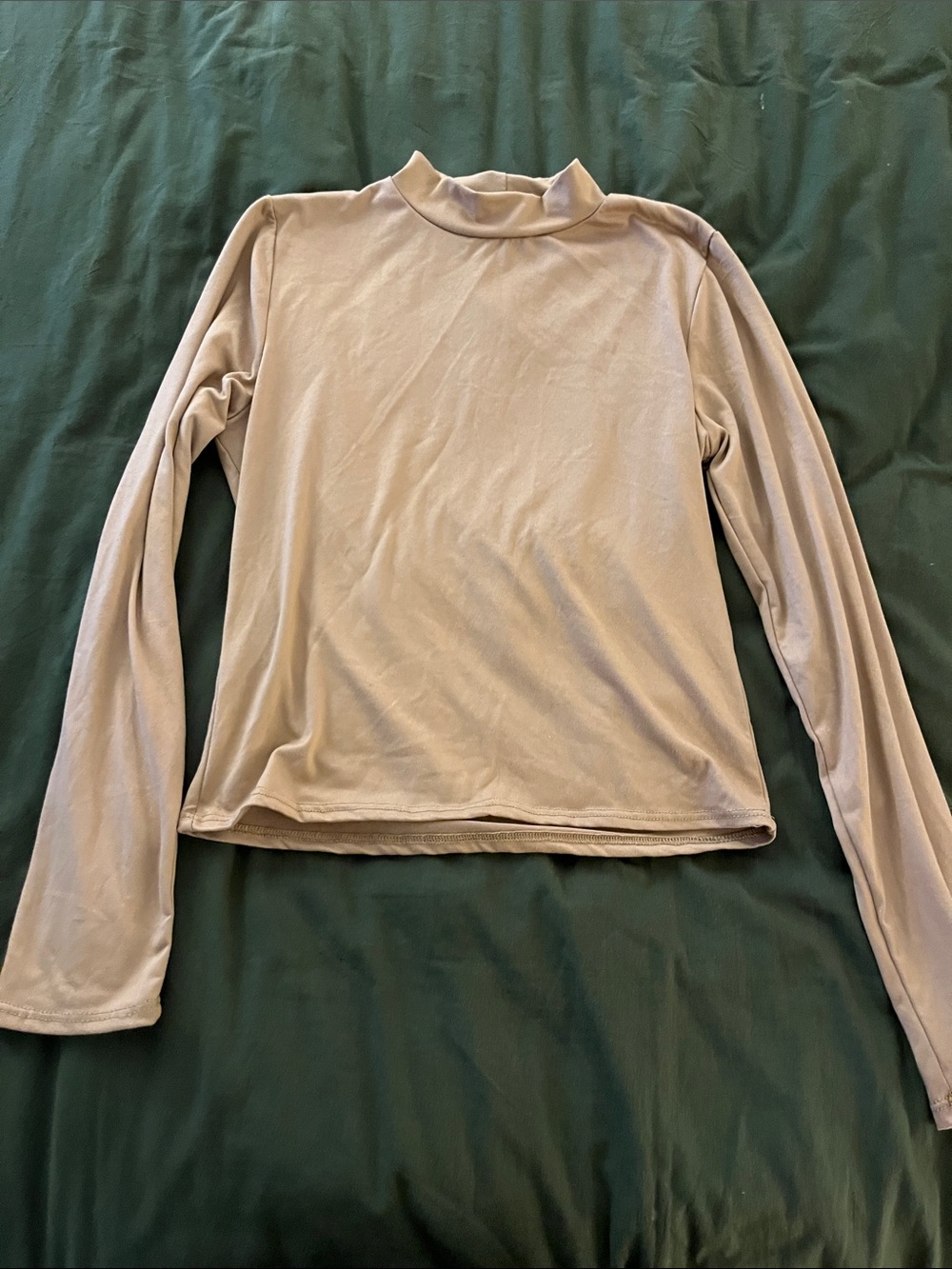 Olivia Rae Cropped Long Sleeve Mock Neck Top in Tan